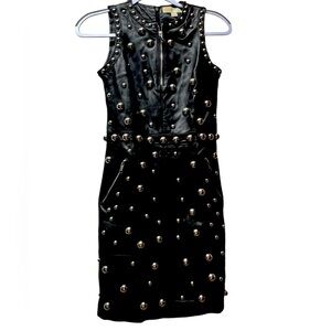 Michael Kors Black Leather Dress with Silver Domes Sise 00 Elegant party dress